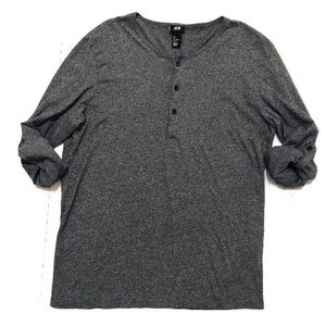 H&M Heather Gray Henley sz L